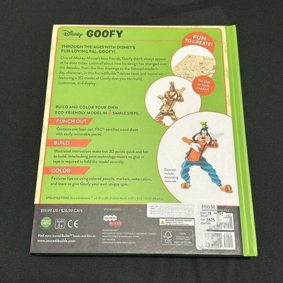 Disney Goofy Deluxe Book and 3D Wood Model - Picture 2 of 2